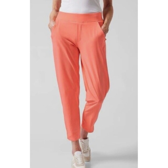 Athleta Pants - Athleta Brooklyn Ankle Pants‎ Sunset Glow Coral Travel Trousers Size 8 NWOT